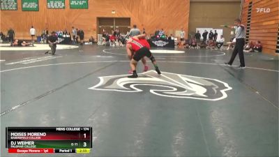 174 lbs Champ. Round 2 - Dj Weimer, Palomar College vs Moises Moreno, Bakersfield College