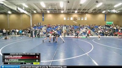 112 lbs Champ. Round 2 - Sawyer Swensen, Charger Wrestling Club vs Blu Stephens, Sanderson Wrestling Academy