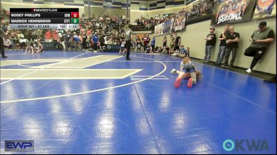 67 lbs Quarterfinal - Bodey Phillips, Bristow Elementary Wrestling Club vs Maddox Henderson, Standfast