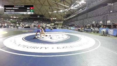 Girls 3A 130 lbs Cons. Round 3 - Sarai Egli, Oak Harbor (Girls) vs Mariah Denney, University (Girls)