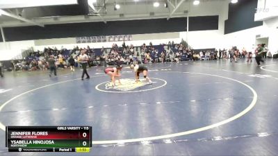 115 lbs Semifinal - Ysabella Hinojosa, Northview vs Jennifer Flores, Orange Lutheran