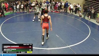 74 lbs Champ. Round 2 - Bryson Zunich, Badlands Elite vs Andrew Sandness, Ravage