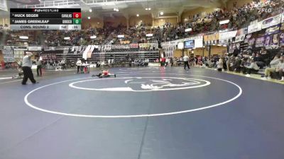 120 lbs Cons. Round 2 - James Greenleaf, Greensburg-Kiowa County Hs vs Huck Seger, Caney Valley Hs