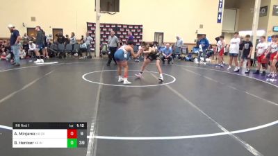 95 lbs Rr Rnd 1 - Angelo Minjarez, CRWC K-8 vs Beau Heniser, Indiana Outlaws K-8