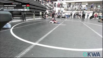 55 lbs Consolation - Keon Nicholson, Del City Little League Wrestling vs Axel Gannon, Lions Wrestling Academy