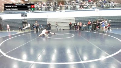 132 lbs Cons. Semi - Sawler Lweh, Small Town Grims vs Owen Thayn, Challis Blackheart Wrestling Club