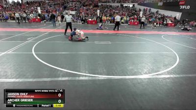 75 lbs Cons. Round 2 - Archer Grieser, BYA vs Jaxson Ohly, Mosinee Youth Wrestling