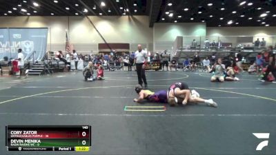 140 lbs Round 4 (6 Team) - Devin Menika, Ragin Raisins WC vs Cory Zator, Untouchables Purple