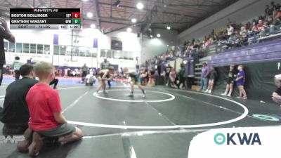 76 lbs Semifinal - Boston Bollinger, Tulsa Blue T Panthers vs Grayson Vanzant, Bristow Elementary Wrestling Club