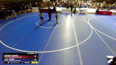 67 lbs 7th Place Match - Jayden Zapata, Inland Elite Wrestling Club vs Levi Angel, So Cal Hammers Wrestling