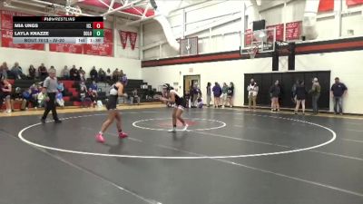 JV-20 lbs Round 1 - Mia Ungs, Iowa City Liberty vs Layla Knazze, Solon