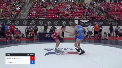 57 kg Rnd Of 32 - Braylon McIntire, Warrior Wrestling Club vs Tatum Todd, Headwaters Wrestling Academy