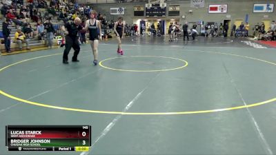 145 lbs Cons. Semi - BRIDGER JOHNSON, Chugiak High School vs Lucas Starck, West Anchorage