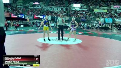 G - 132 lbs Cons. Round 2 - Olivia Valentine, Polson (Girls) vs Camryn Fiscus, Fergus (Lewistown)/Hobson (Girls)