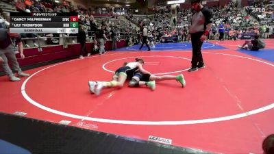 90 lbs Semifinal - Lily Thompson, Mighty Bluebirds Wrestling vs Darcy Palfreeman, Springdale Youth Wrestling Club