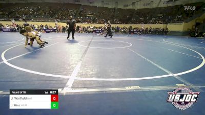 85 lbs Round Of 16 - Uriah Warfield, Oklahoma Wrestling Academy vs Joe Hinz, Weatherford Youth Wrestling