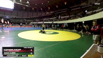 Rookie 6-8 105 Cons. Round 2 - Alexander Zurcher, Pit Bull Wrestling Academy vs Isaiah Clarke, Hugo Owens Middle School