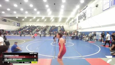 105 lbs 1st Place Match - Savannah Choi, Rancho Bernardo Wrestling Club vs Melanie Bermudez, Orange High School