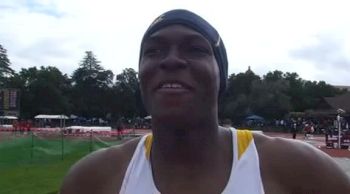 Ray Stewart, Cal, 1st place 110H 13.66 at the Stanford Invitational