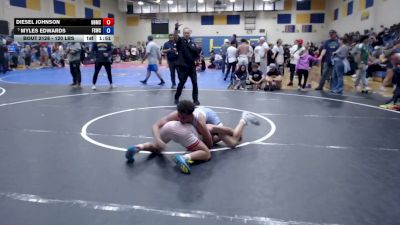 120 lbs Cons. Sub-quarters - Diesel Johnson, Nyssa Bulldog Mat Club vs Myles Edwards, Fighting Squirrels Wrestling Club