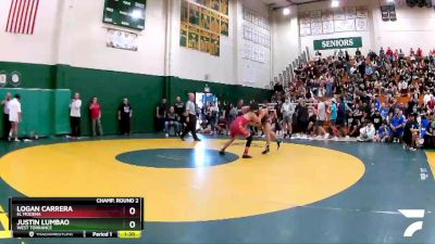 145 lbs Champ. Round 2 - Justin Lumbao, West Torrance vs Logan Carrera, El Modena