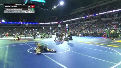150 lbs Round Of 64 - Kaileb Cadena, Bakersfield Christian (CS) vs Tristan Fernandez, Bonita (SS)