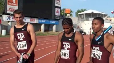 Texas AM 4x4 champs and meet record 2011 Texas Relays