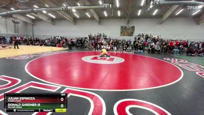 120 lbs Champ. Round 2 - Julian Espinoza, Pueblo East vs Donald Gardner III, Palmer Ridge