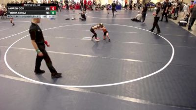 10U GIRLS - 57 lbs 5th Place Match - Lauren Cox, New Prague Wrestling vs Nora Stulz, Farmington Wrestling Club