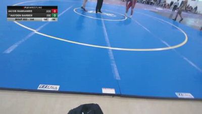 144 lbs Champ. Round 3 - Jacob Ramsamee, James Island Charter High Scho vs Hayden Barber, Iron Forge Wrestling Club