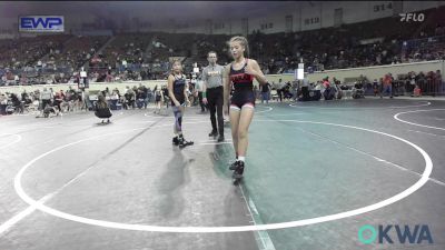 95 lbs Semifinal - Rhae Rodden, Harrah Little League Wrestling vs Justice Davis, Lady Outlaw Wrestling Academy