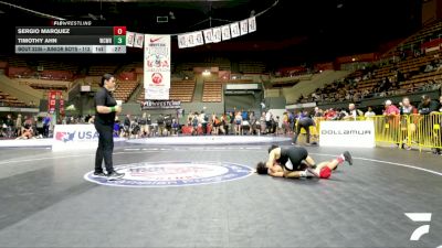 Junior Boys - 113 lbs Cons. Round 5 - Timothy Ahn, Will C Wood High School Wrestling vs Sergio Marquez