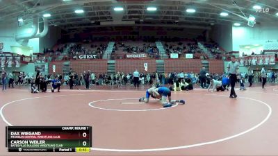 95 lbs Champ. Round 1 - Carson Weiler, Batesville Bulldog Wrestling Club vs Dax Wiegand, Franklin Central Wrestling Club