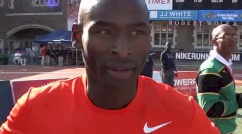 Bernard Lagat after 2:48 split USA vs World DMR Penn Relays 2011