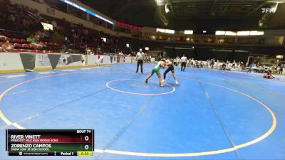 133 lbs Cons. Semi - Zorenzo Campos, Show Low Jr High School vs River Vinett, Prescott Mile High Middle Scho