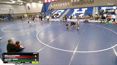 52-56 lbs Round 2 - Wells Cochran, Uintah Wrestling vs Antony Singh, Westlake