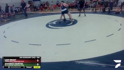 250 lbs Quarterfinal - Kaydence Burton, WV Stampede Wrestling Club vs Liam Brady, Strong Rock Wrestling Club