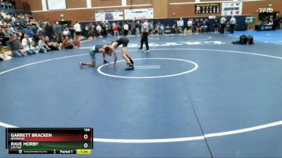 106 lbs Quarterfinal - Garrett Bracken, Riverton vs Rave Morby, Layton