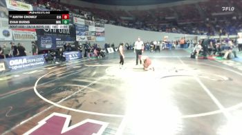 2A/1A Boys 106 Quarterfinal - Justin Crowly, Illinois Valley Boys vs Evan Burns, Imbler Boys