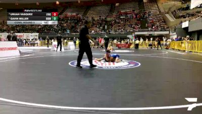 Intermediate Boys - 71 lbs Cons. Round 5 - Urijah Vasquez, Elite Force Wrestling Club vs Gavin Miller, RBWC (Rancho Bernardo Wrestling Club)