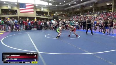 83 lbs Champ. Round 1 - Takeo Medrano, KS vs Luke Collins, CO