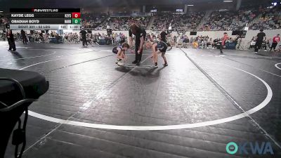 52 lbs Quarterfinal - Kayde Legg, Keystone Kids Wrestling Club vs Obadiah Boyd, Harrah Little League Wrestling