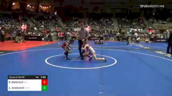 73 lbs Consolation - Brody Bellefeuil, Simmons Academy Wrestling Saw vs Zain Andaverdi, Hurricane