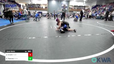 67 lbs Consolation - Jaxton Crank, Team Guthrie Wrestling vs Dj Reeves, Midwest City Bombers Youth Wrestling Club