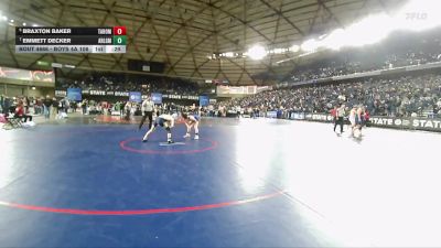 Boys 4A 106 lbs Cons. Round 4 - Emmett Decker, Arlington vs Braxton Baker, Tahoma