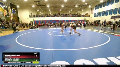 132 lbs Cons. Round 2 - Brodey Mogan, West Valley (Spokane) vs Ashlei Hawkins, Sandpoint