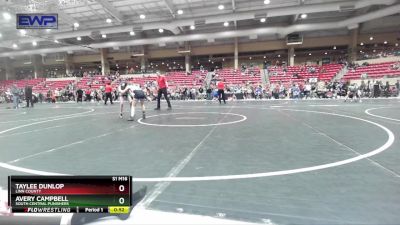 85 lbs Round 4 - Avery Campbell, South Central Punishers vs Taylee Dunlop, Linn County