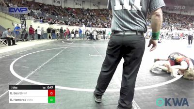 75 lbs Consi Of 8 #1 - Gabriel Beard, Pirate Wrestling Club vs Brady Hembree, Wyandotte Youth Wrestling