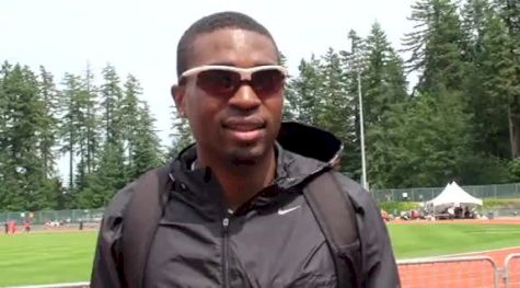 Manteo Mitchell after winning 400 meters at at Harry Jerome International Track Classic 2011