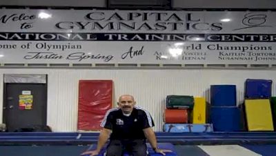 Coach Carlos Vasquez, on coaching adult gymnastics class at Capital, March 2011